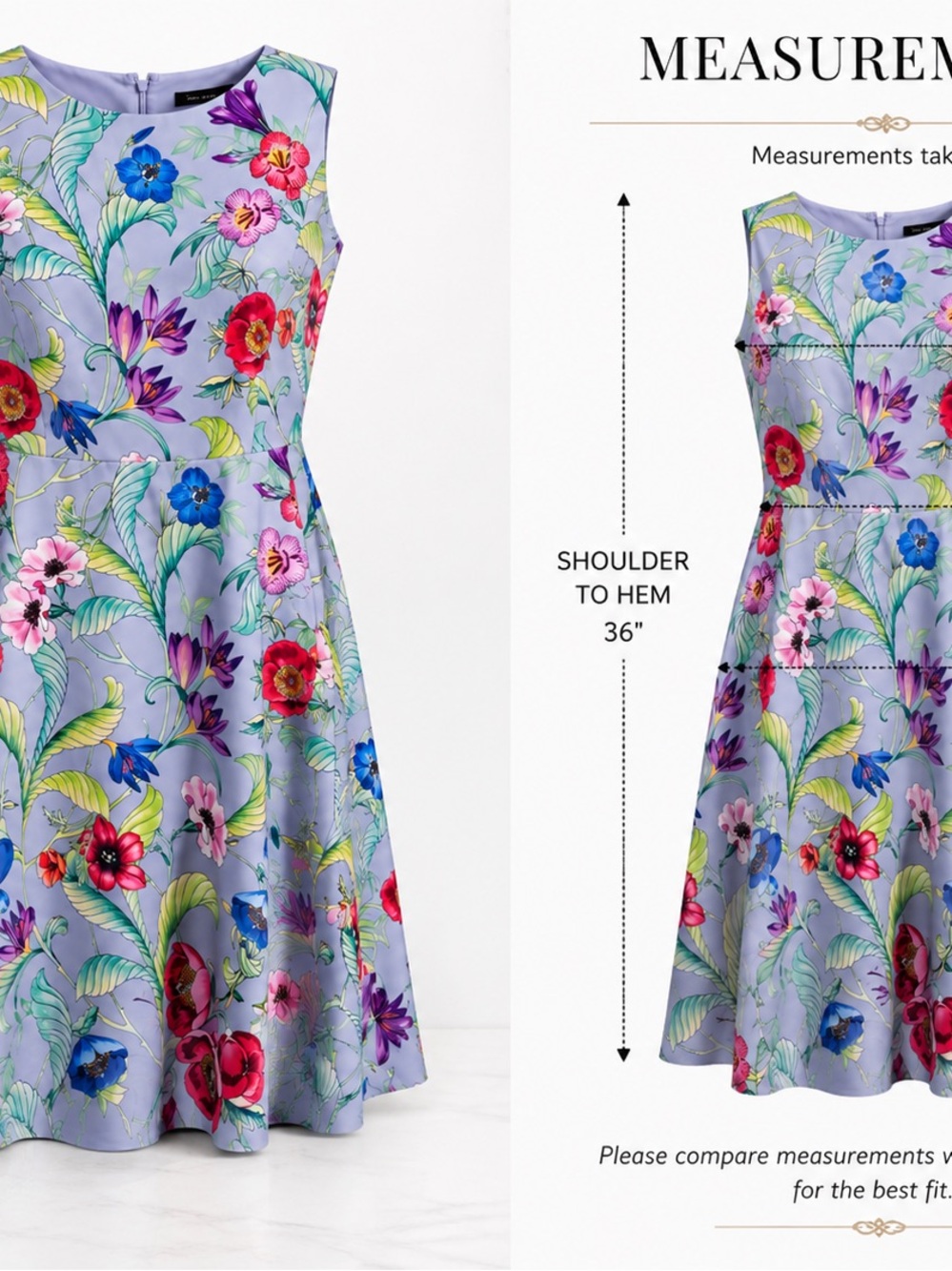 Ann Taylor Botanical Garden Floral Fit & Flare Dress in Periwinkle Lavender - Picture 6 of 8